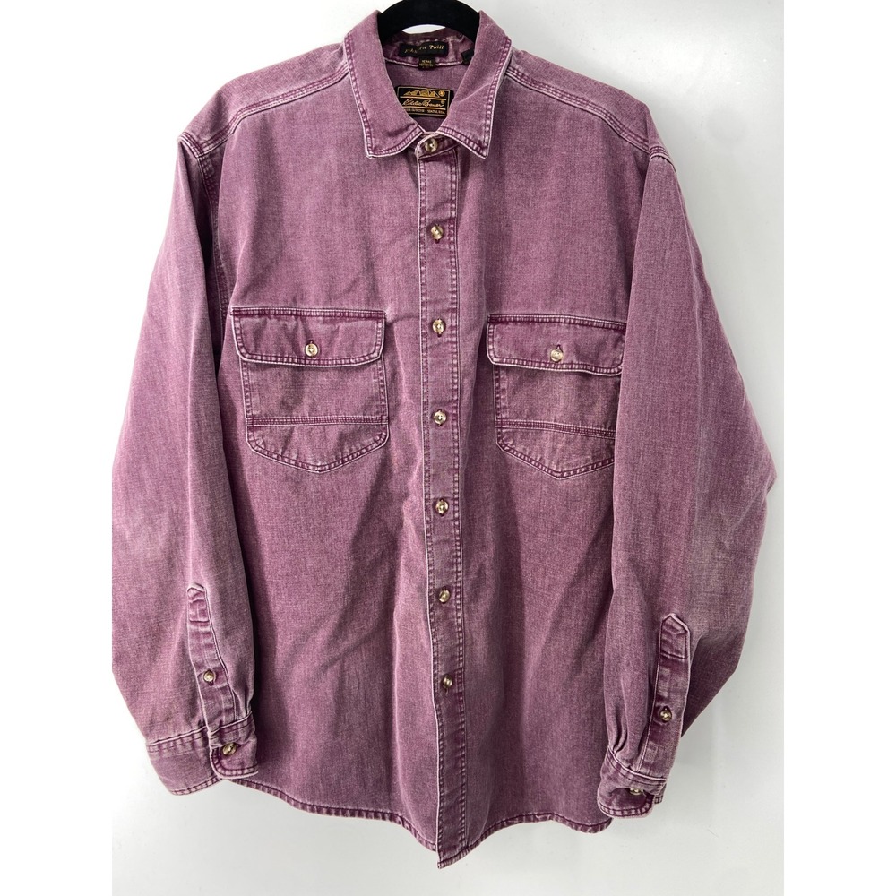 Eddie Bauer Button Down Mens Large Purple Elkhorn Twill Rugged Gorpcore Vintage
